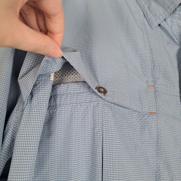 Orvis Shirt Men XXL Blue Button Down Short Sleeve Vented Fishing Hiking Tech - Picture 6 of 15